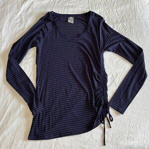Calia by Carrie Underwood Womens Navy Blue Grey Striped Long Sleeve Shirt Top